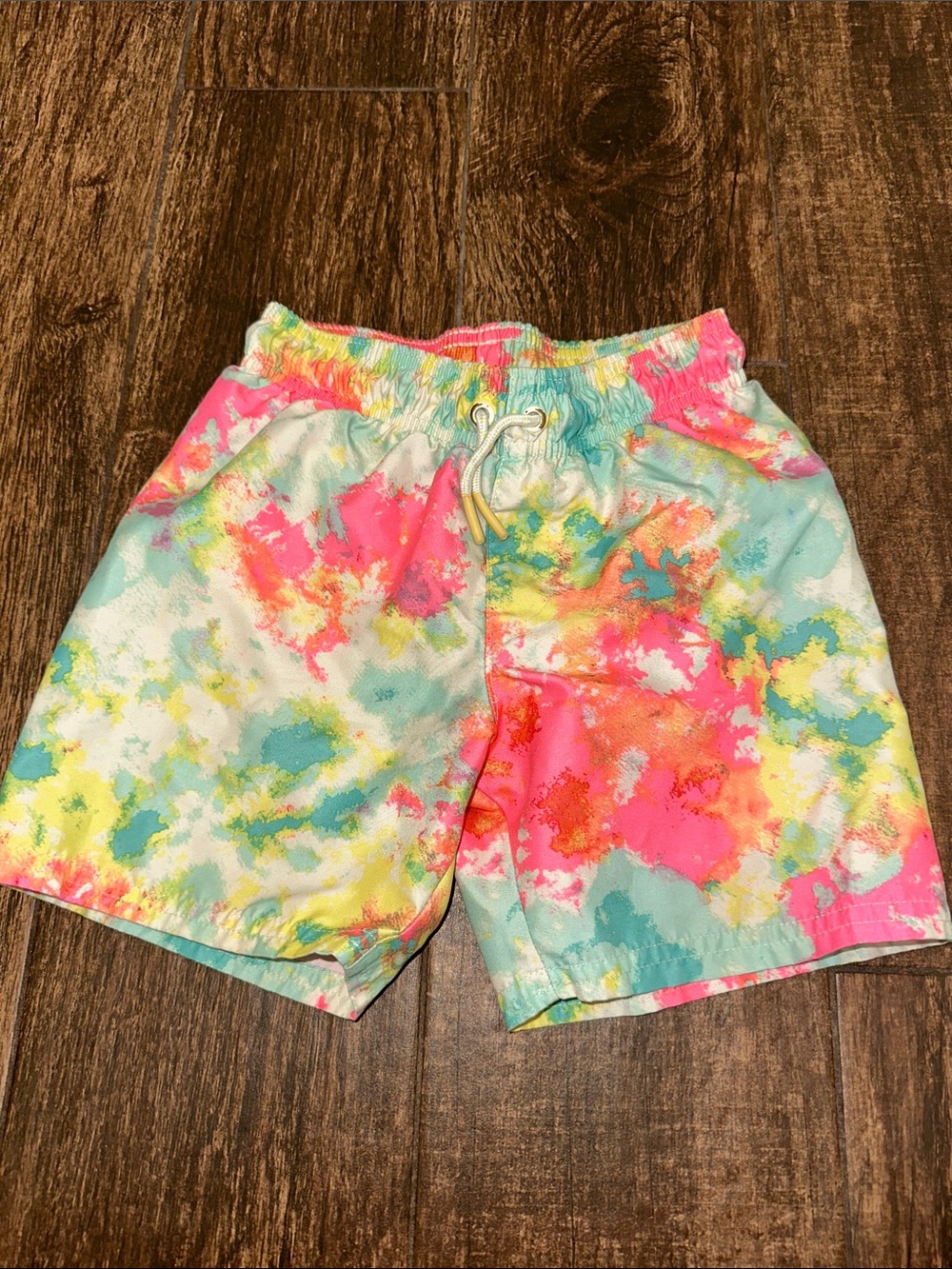 Cat & jack neon coral tie dye swim trunks